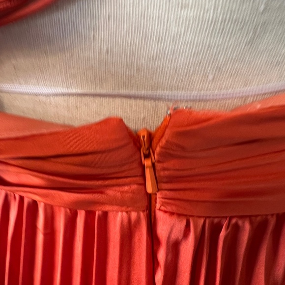 NWT Mac Duggal 26729 [12] Pleated Ruffled Cap Sleeve Cut Out Lace Up Gown Orange - Picture 8 of 12